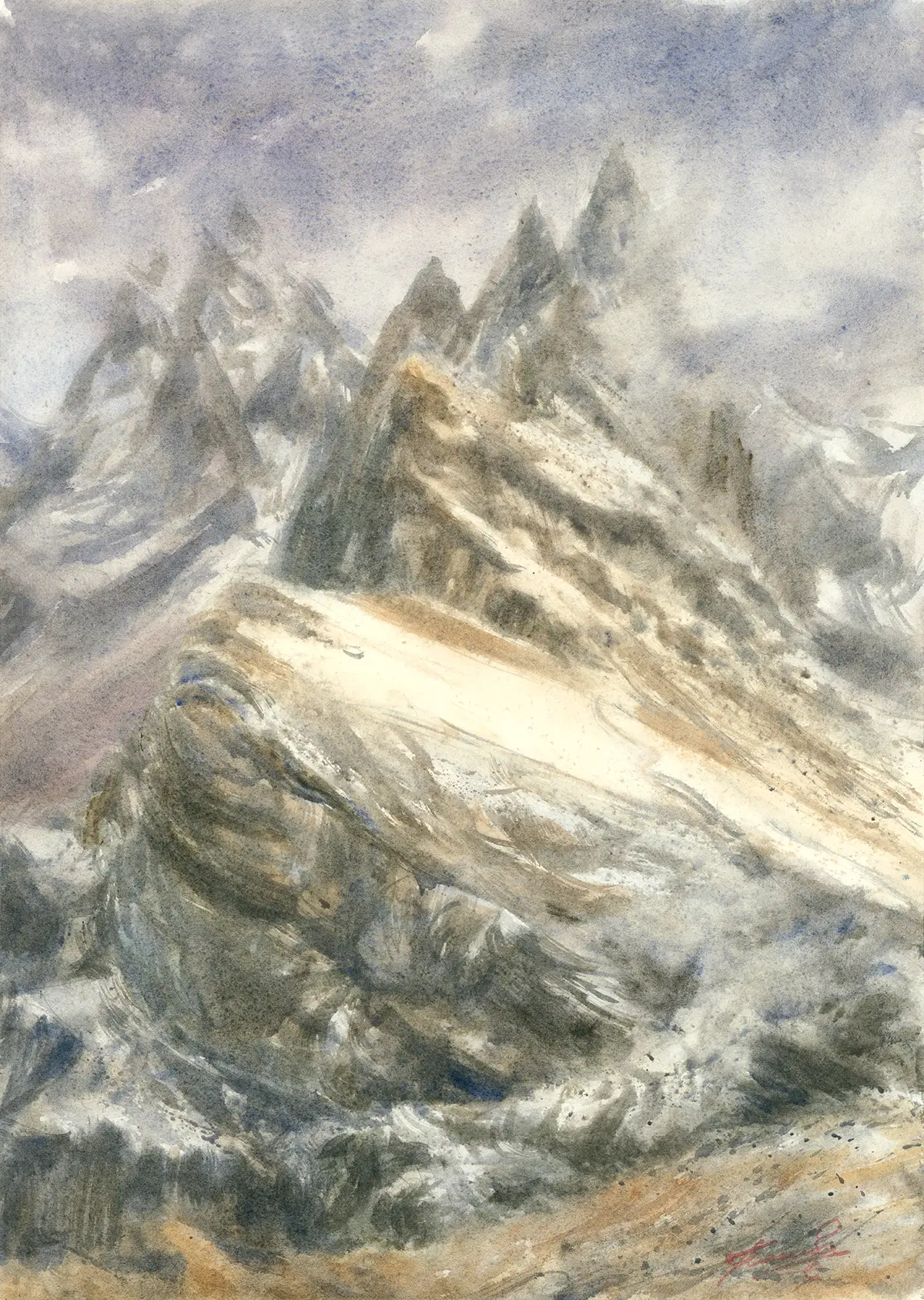 Dolomites, Italy, an original watercolour painting by Nadia Poe