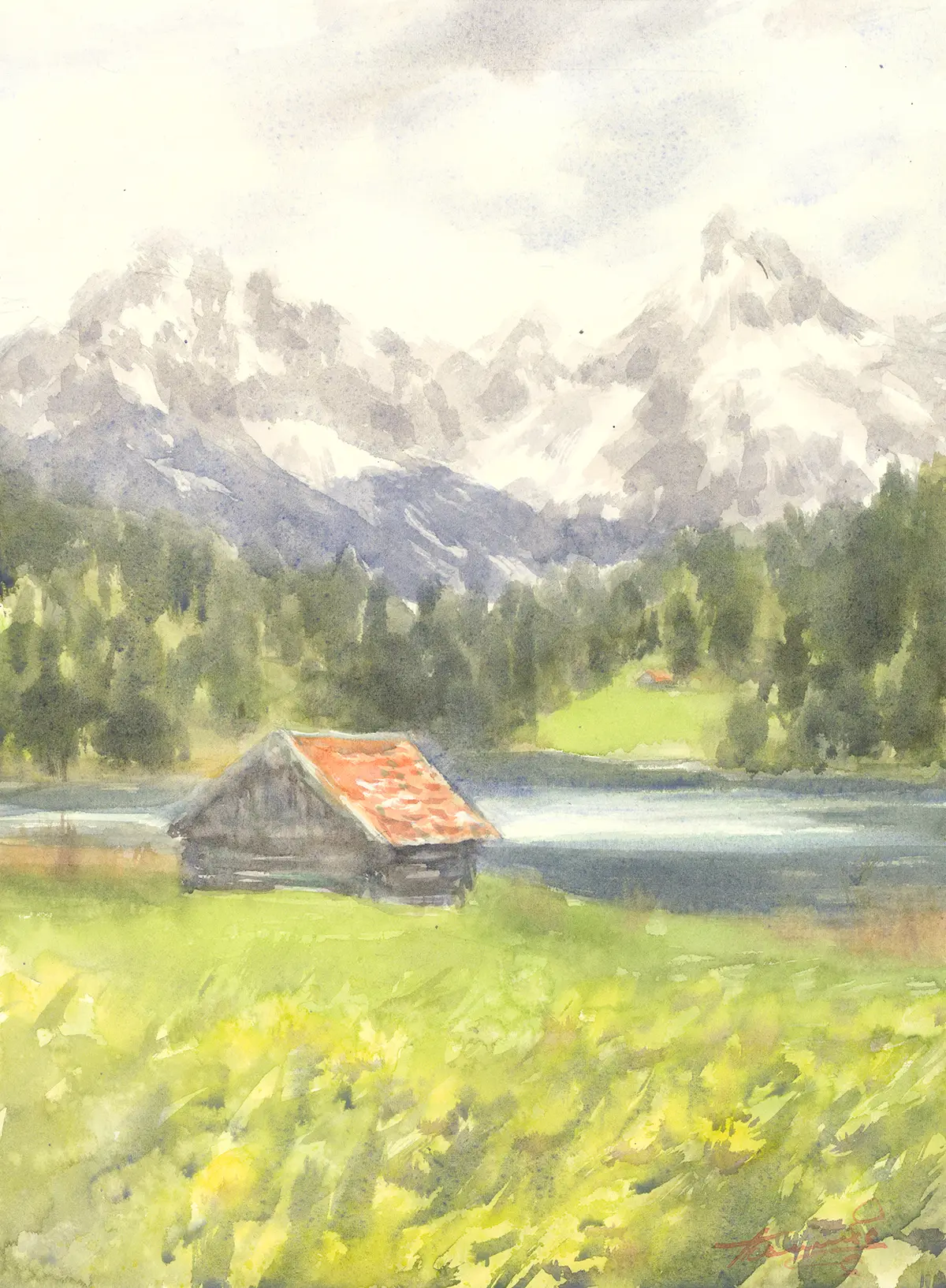 Geroldsee, Germany, an original watercolour painting by Nadia Poe
