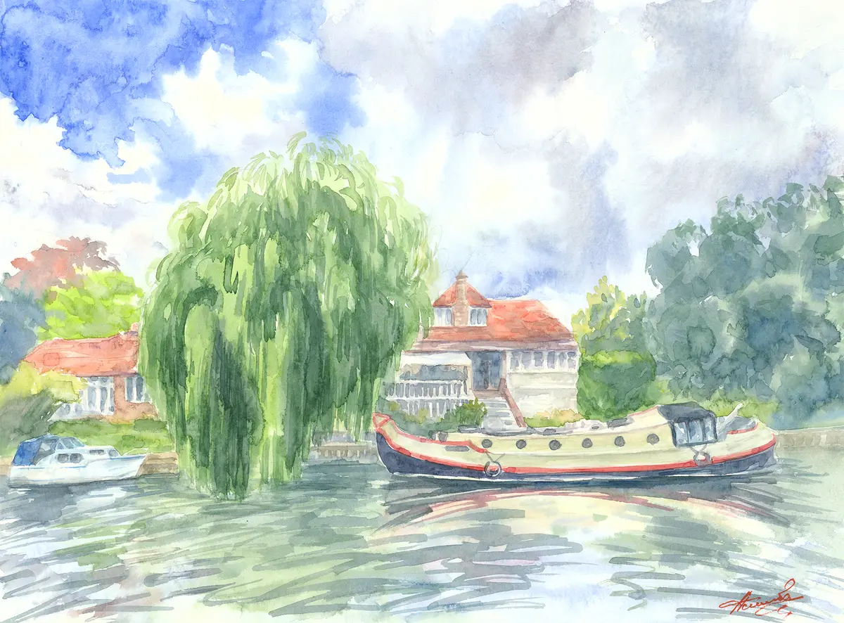Staines-upon-Thames, an original watercolour painting by Nadia Poe