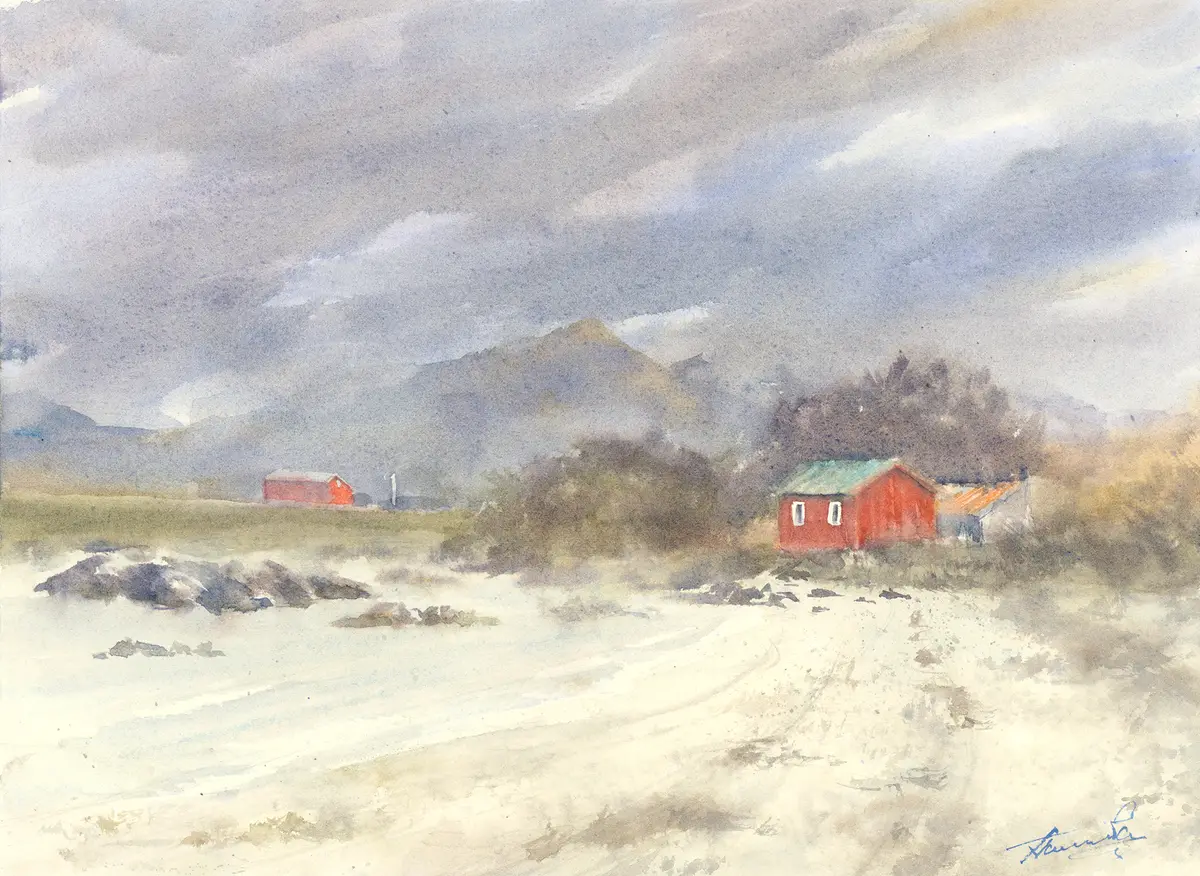 Vesterålen, Norway, an original watercolour painting by Nadia Poe